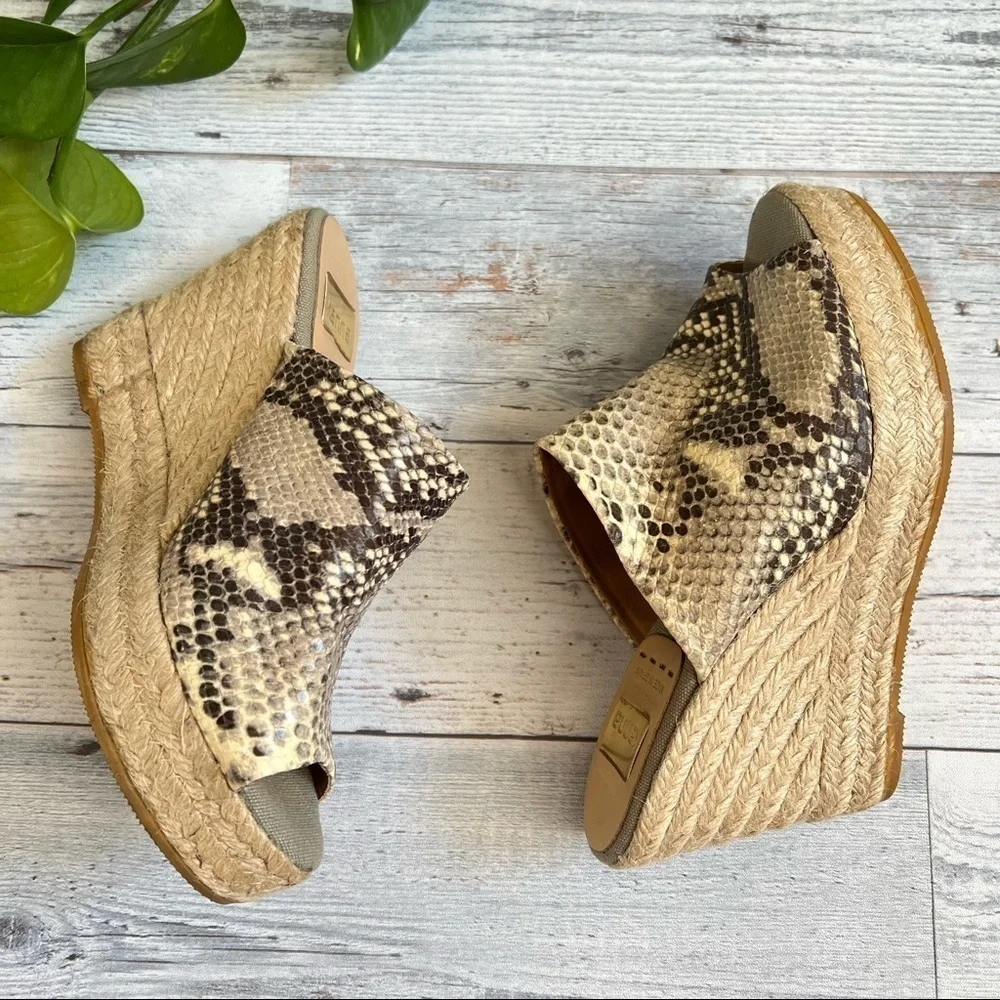 Kanna Women’s Snake Skin‎ Wedge Espadrilles Open Toe Shoes Size 36